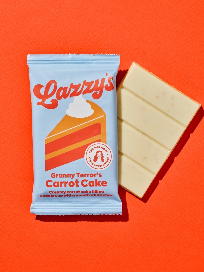 Carrot Cake bar next to a piece of white chocolate